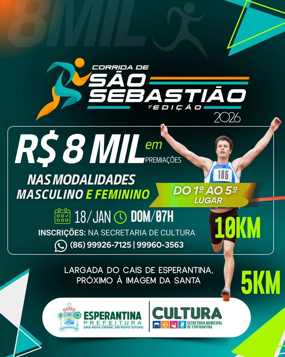 Corrida de São Sebastião com R$ 8 mil em premiações