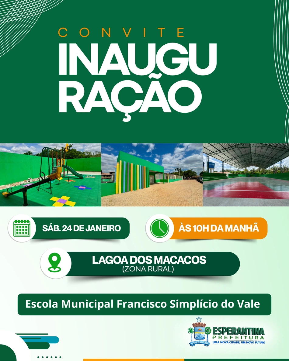 Convite de inauguração da Escola Municipal Francisco Simplício do Vale