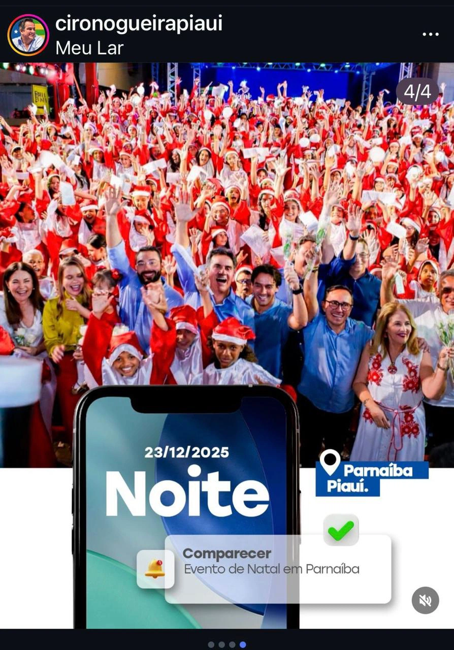 Publicação de Ciro Nogueira em suas redes sociais