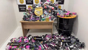 Cigarros eletrônicos apreendidos pelo Denarc