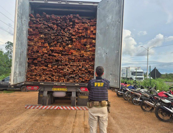 PRF apreende carga com mais de 69 m³ de madeira ilegal serrada em Teresina