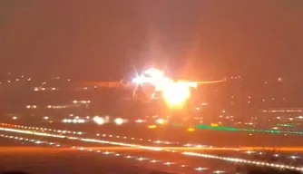 Turbina de avião pega fogo após decolagem em Aeroporto de Guarulhos