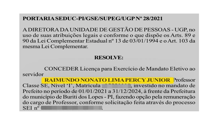 Portaria da Seduc sobre licença para exercício de mandato eletivo