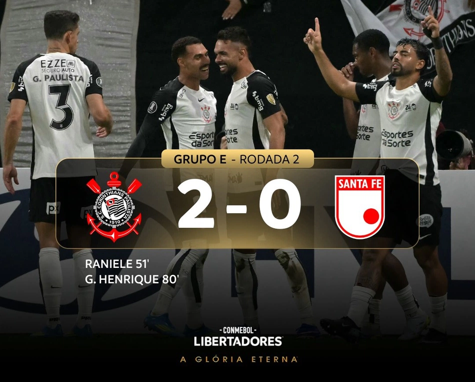 Corinthians vence Santa Fe por 2 a 0 na Libertadores