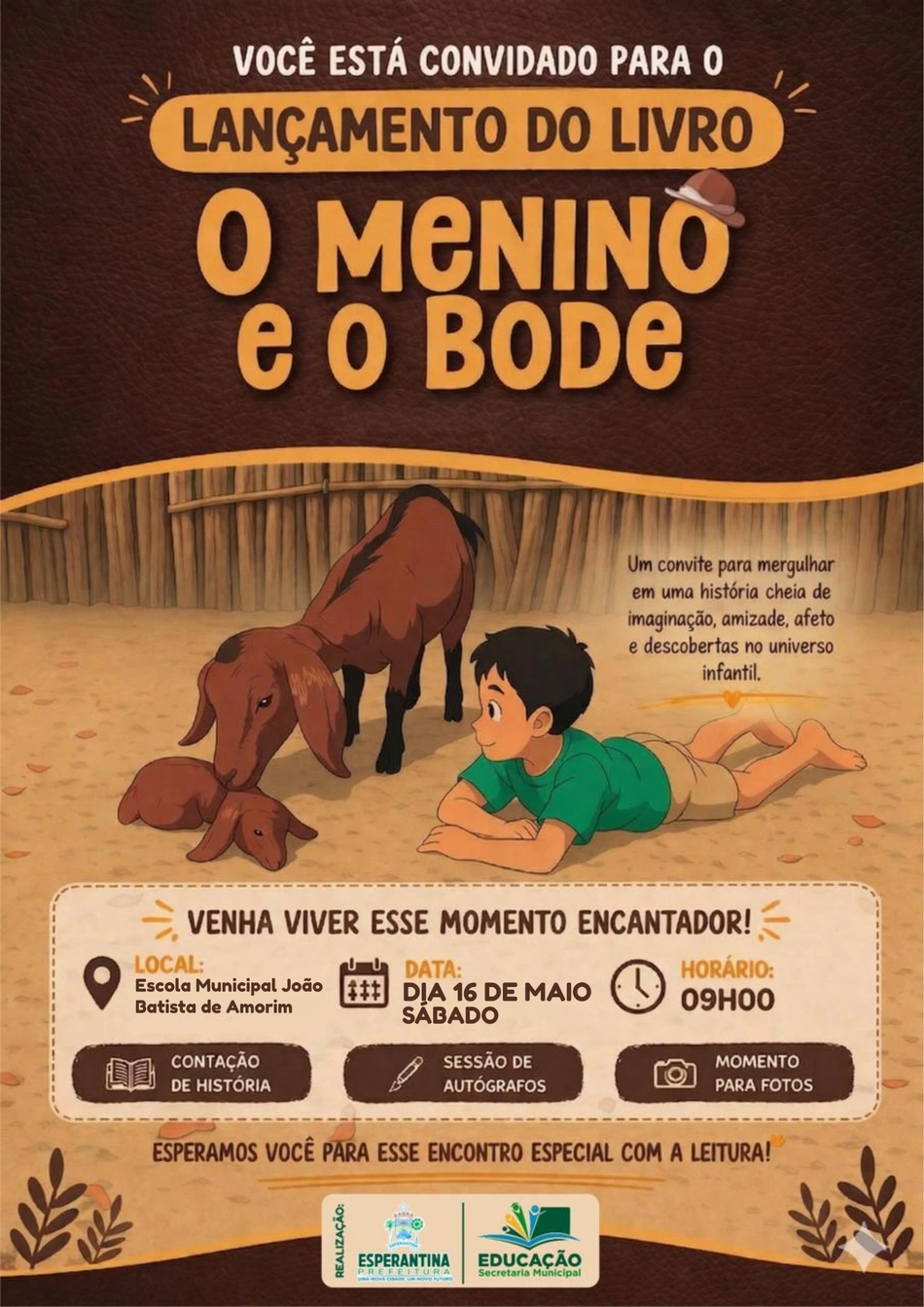 Prefeita Ivanária Sampaio apoia lançamento do livro  O Menino e o Bode  em Esperantina