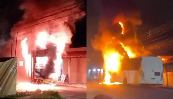 Ônibus do transporte público pega fogo em Timon e mobiliza Corpo de Bombeiros