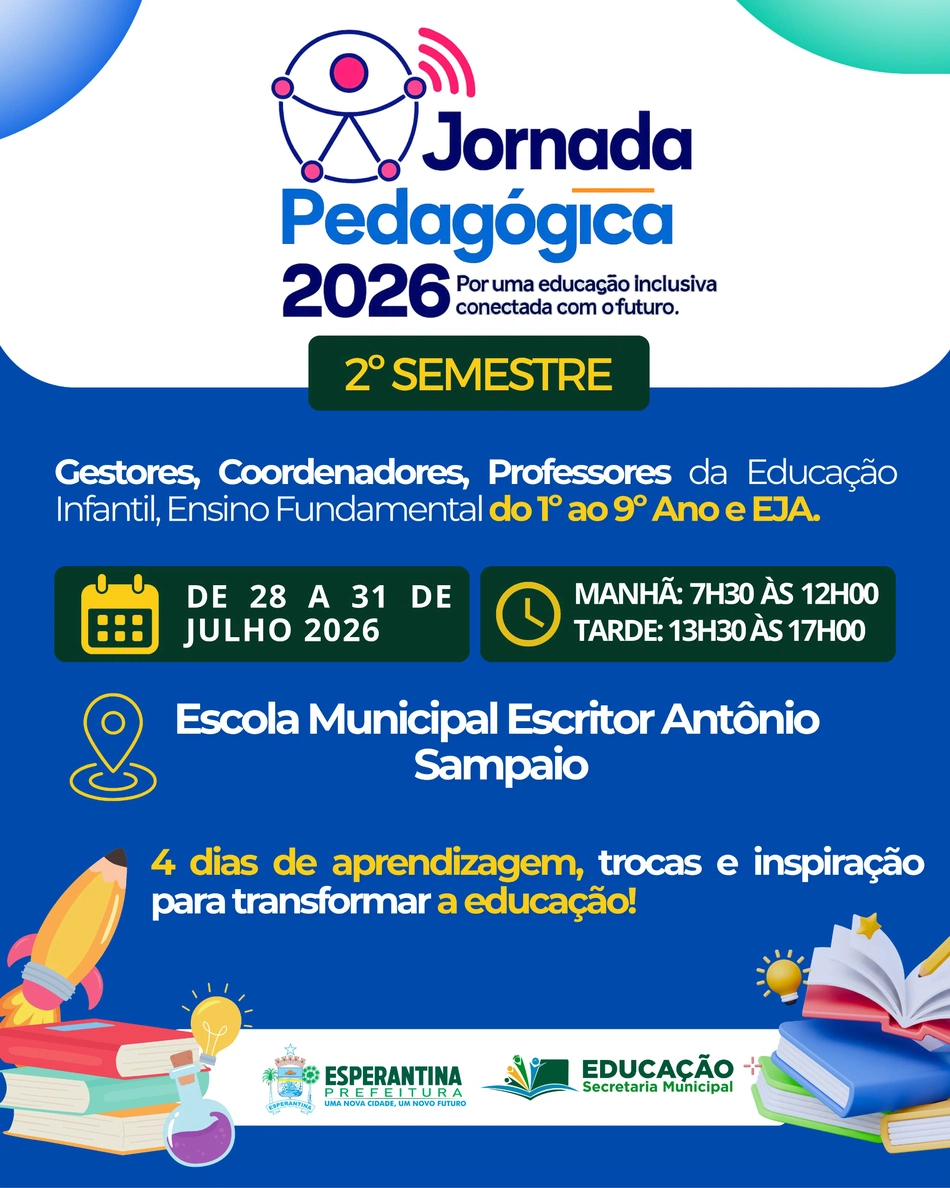 Jornada Pedagógica 2026 mobiliza rede municipal de ensino em Esperantina