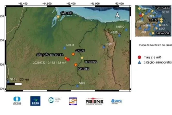 Maranhão registra tremor de terra de magnitude 2,8 na manhã desta quarta