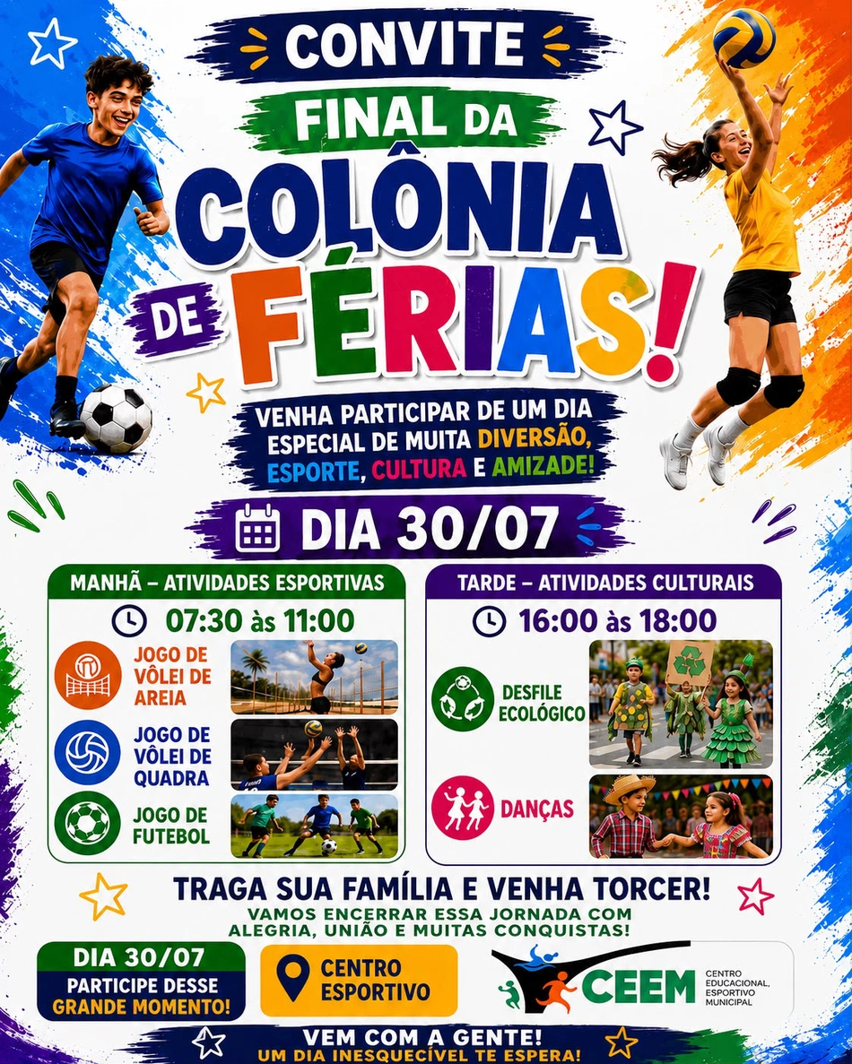 Prefeitura de Esperantina realiza nesta quinta-feira (30) a grande final da Colônia de Férias 2026