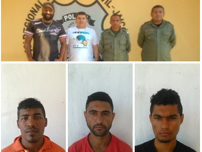 Policiais acima e os acusados presos.(Imagem:Reprodução)