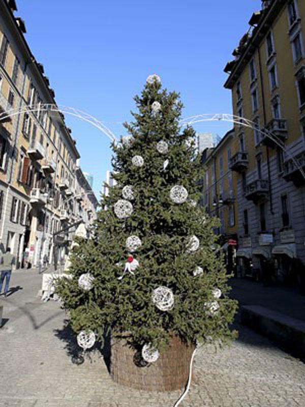 Árvore de Natal já sem brinquedos eróticos que a decoravam é vista em rua de Milão(Imagem:Reprodução) Árvore de Natal já sem brinquedos eróticos que a decoravam é vista em rua de Milão(Imagem:Reprodução)