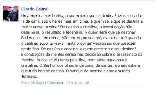 Comentário do Promotor Eliardo Cabral.(Imagem:Reprodução) Comentário do Promotor Eliardo Cabral.(Imagem:Reprodução)