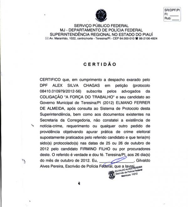 Denúncia à PF(Imagem:Reprodução) Denúncia à PF(Imagem:Reprodução)