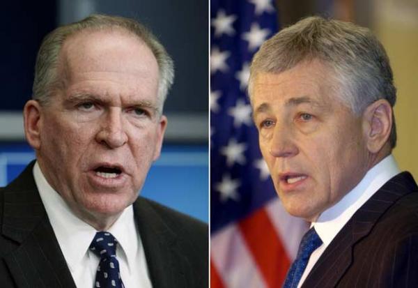 John Brennan e Chuck Hagel, os novos titulares da CIA e do Departamento de Defesa(Imagem:Reprodução) John Brennan e Chuck Hagel, os novos titulares da CIA e do Departamento de Defesa(Imagem:Reprodução)